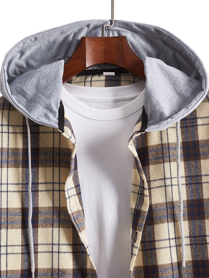 Herren Hemd mit integrierter Kapuze und Karomuster Aliams