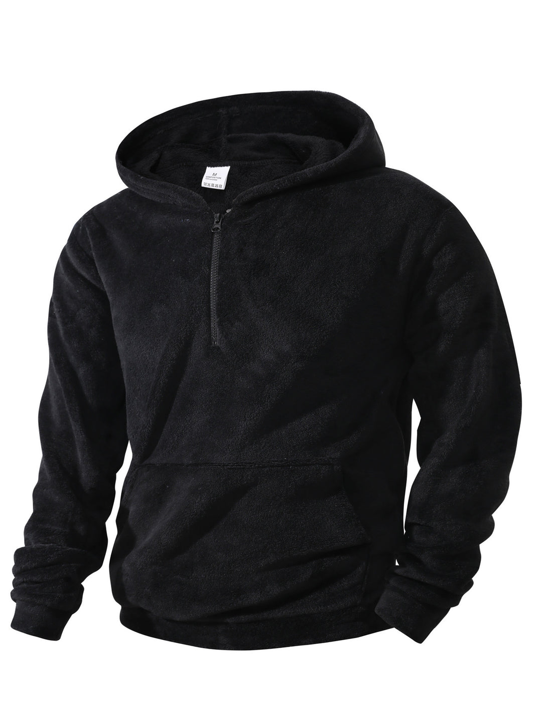 Herren Fleece-Hoodie mit innovativem halblangem Reißverschluss Aliams