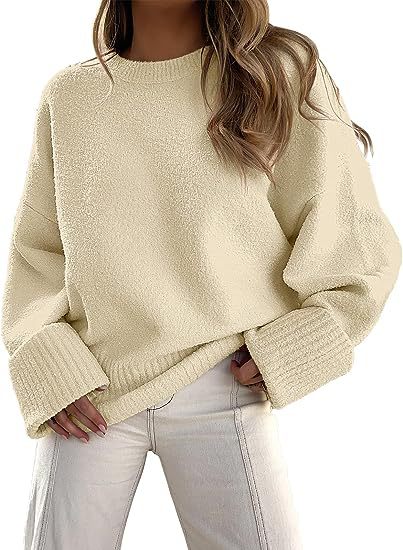 Damen gemütlicher Oversized Pullover mit strukturiertem Fleece Aliams