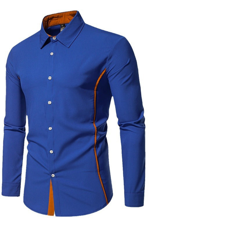 Herren elegantes Langarmhemd mit Kontrastakzenten Aliams