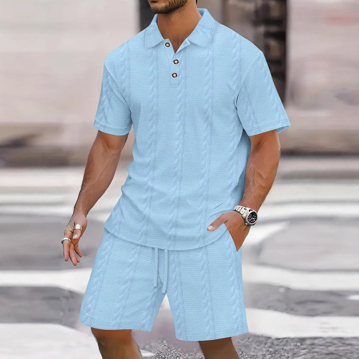 Herren Freizeit-Set mit strukturiertem Poloshirt und Shorts Aliams