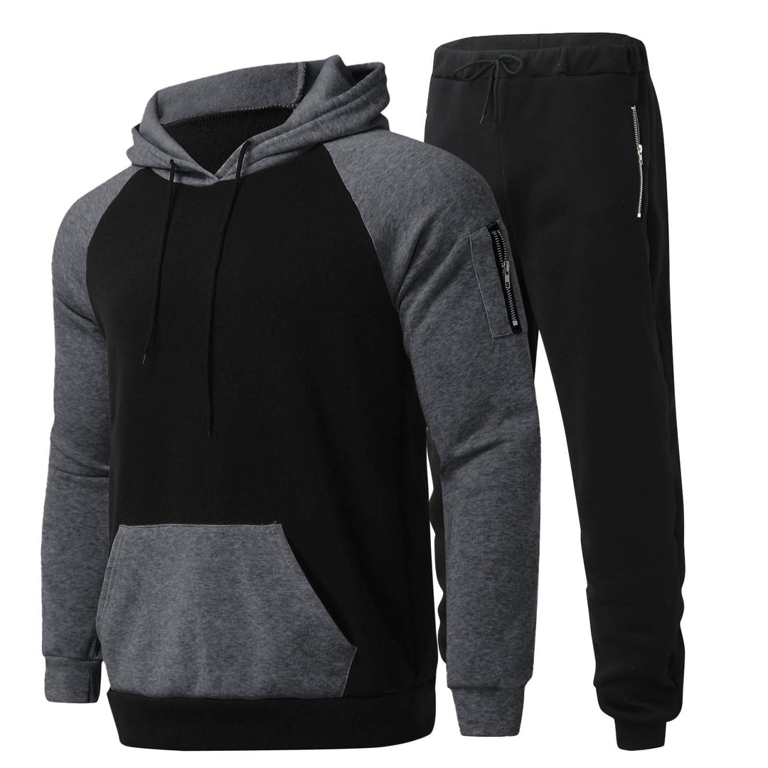 Herren Sportliches Kapuzenpullover- und Jogginghosen-Set mit funktionalen Seitentaschen Aliams