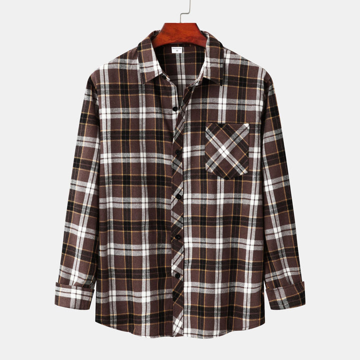 Herren Flanellhemd im klassischen Karomuster mit Brusttasche Aliams