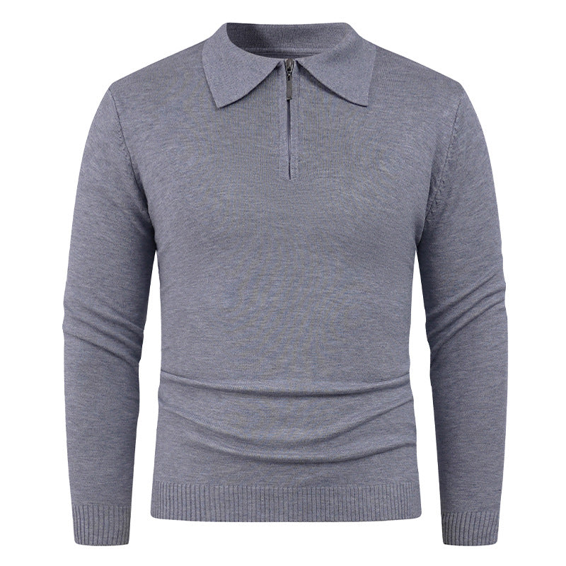 Herren Strickpullover mit halb offenem Kragen und feiner Rippenstruktur Aliams