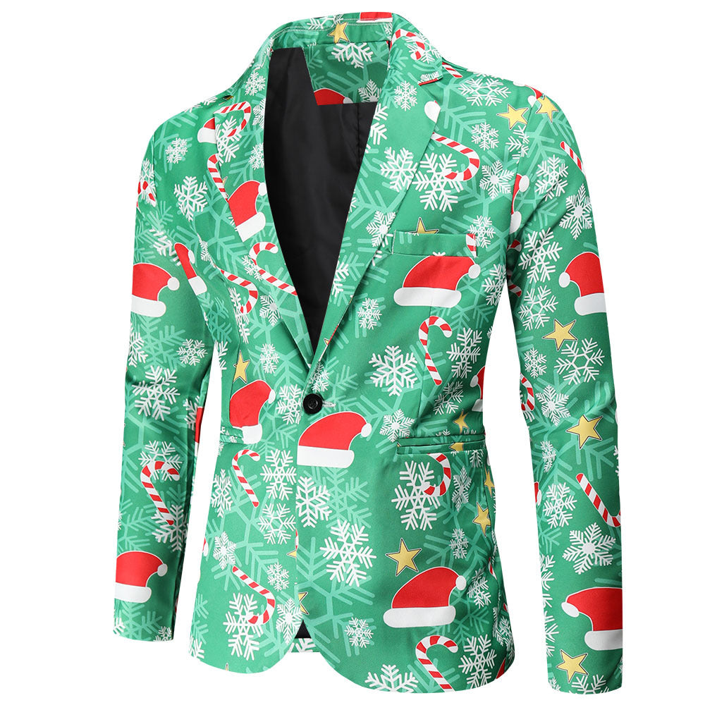 Herren Festlicher Blazer mit weihnachtlichem Motiv und modernem Schnitt Aliams