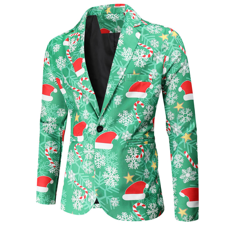 Herren Festlicher Blazer mit weihnachtlichem Motiv und modernem Schnitt Aliams
