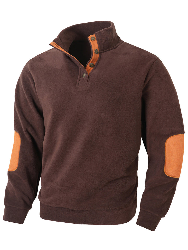 Herren Fleece Pullover mit modischem Stehkragen und Kontrastdetails Aliams
