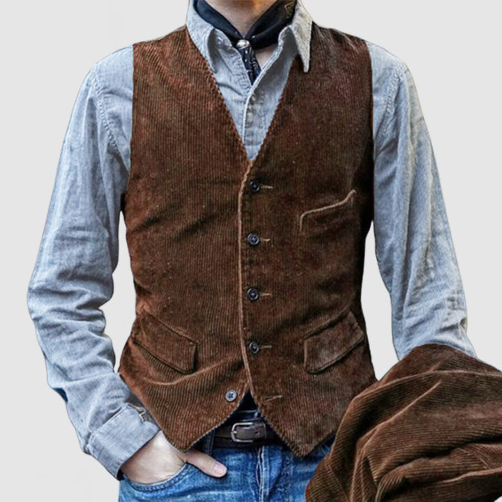 Herren Weste aus weichem Cord mit klassischem Schnitt und praktischen Taschen Aliams