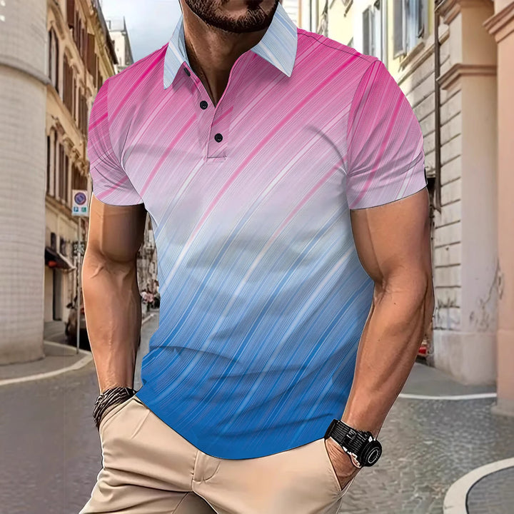 Herren Kurzarm Poloshirt mit modernem Farbverlauf Aliams