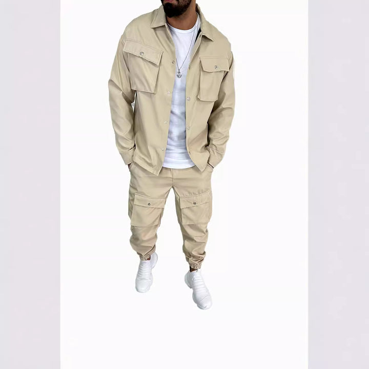 Herren Cargo-Hemd- und Hose-Set mit praktischen Taschen und modischem Schnitt Aliams