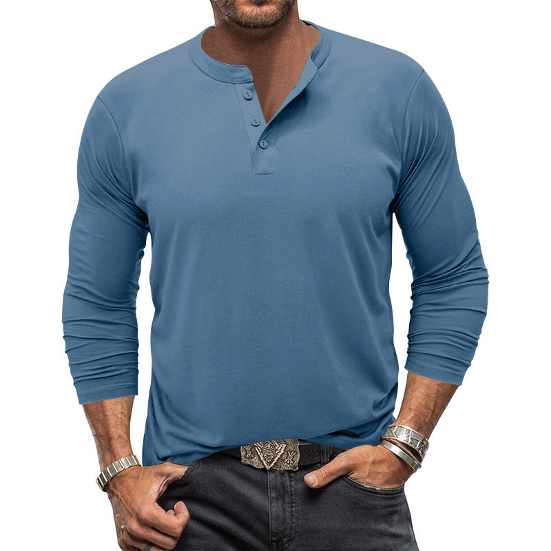 Herren Langarm T-Shirt mit Knopfleiste Aliams