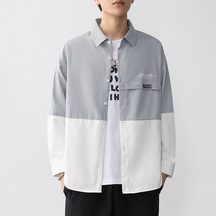 Herren Gestreiftes Langarmhemd mit Taschen Aliams