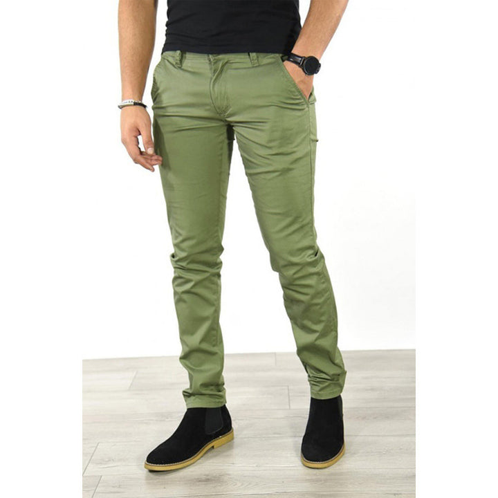 Herren elegante Chinohose mit schmalem Schnitt und elastischem Bund Aliams