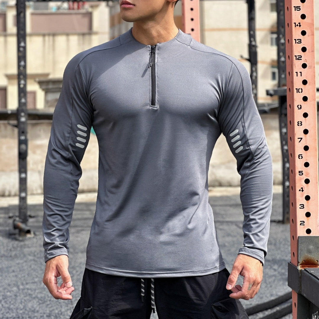 Herren Funktions-Langarmshirt mit hohem Kragen und innovativem Reißverschluss Aliams