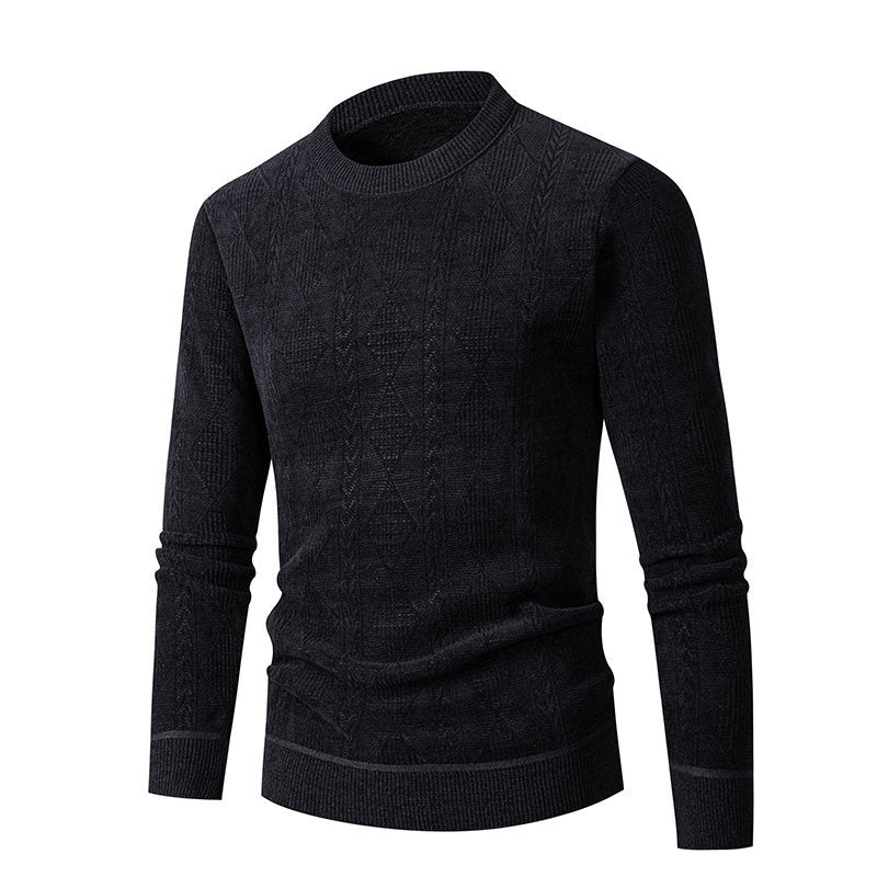 Herren Strickpullover mit strukturiertem Zopfmuster und hohem Kragen Aliams