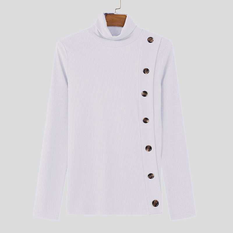 Damen Langarm Rollkragenpullover mit Knopfdetails Aliams