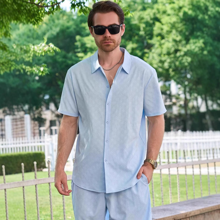 Herren elegantes Kurzarmhemd mit strukturiertem Design und zeitgemäßem Schnitt Aliams