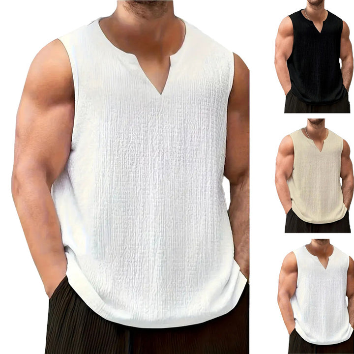 Herren Ärmelloses Freizeitshirt mit strukturiertem Design und V-Ausschnitt Aliams