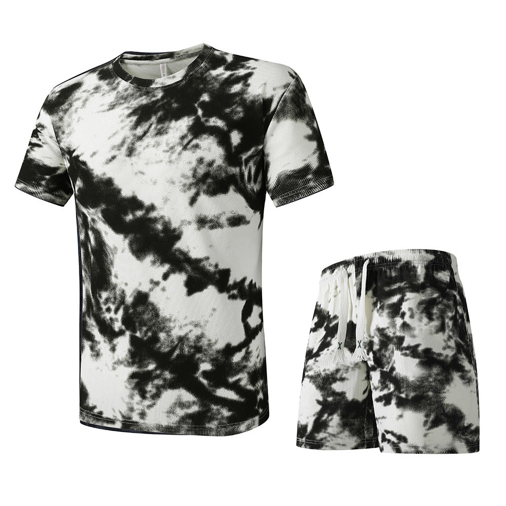 Herren T-Shirt und Shorts Set im modernen Batik-Design Aliams