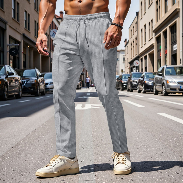 Herren elegante Freizeithose mit elastischem Bund und seitlichen Taschen Aliams