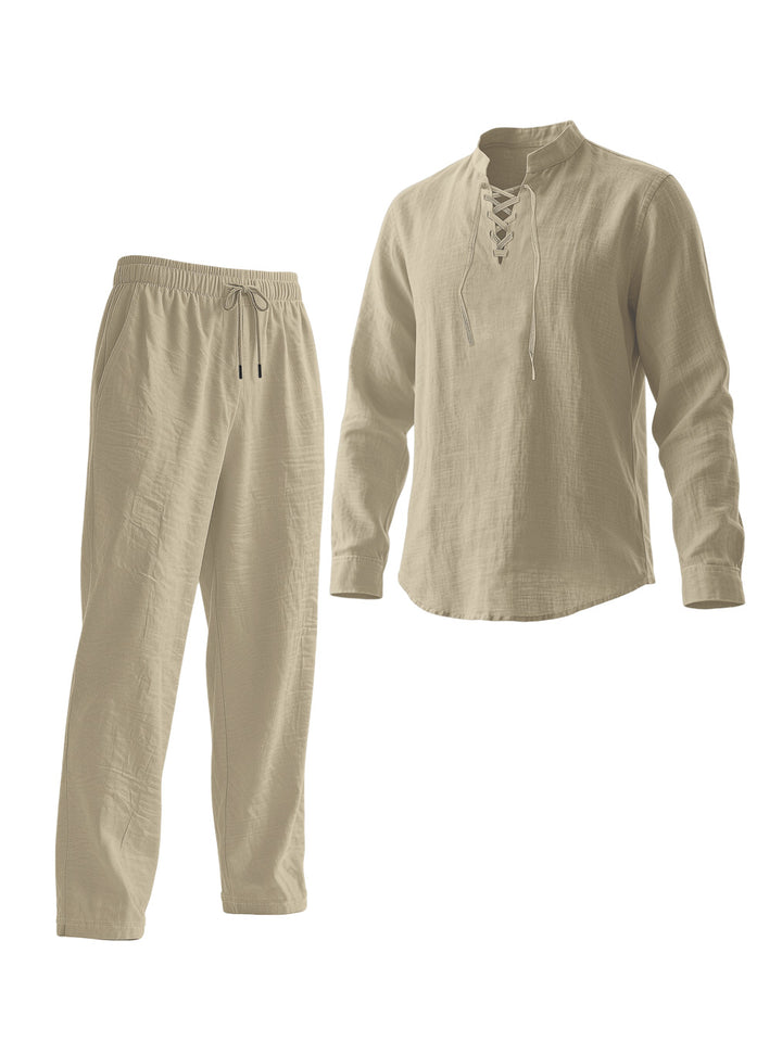 Herren Elegantes Freizeit-Set mit atmungsaktivem Oberteil und bequemen Hosen Aliams