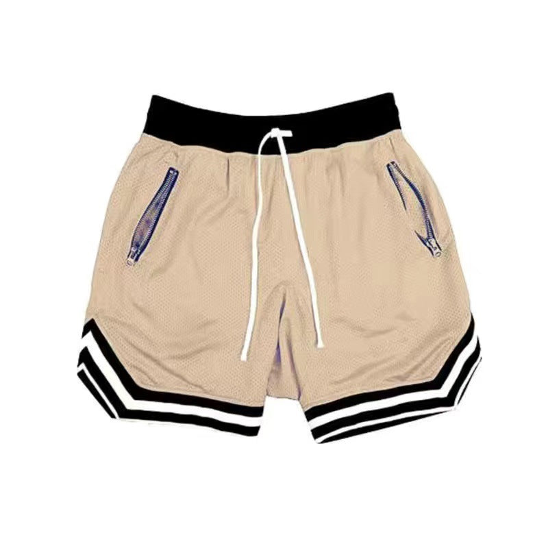 Herren Sportliche Basketball-Shorts mit atmungsaktivem Netzdesign und seitlichen Reißverschlusstaschen Aliams