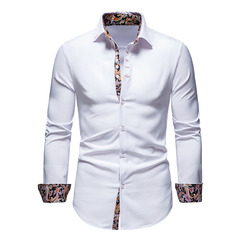 Herren elegantes Langarmhemd mit auffälligem Paisley-Muster Aliams