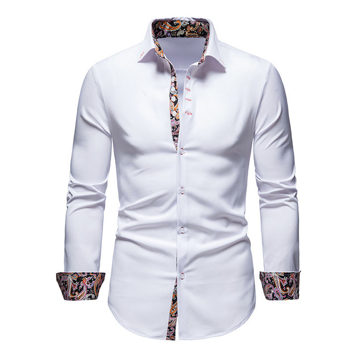 Herren elegantes Langarmhemd mit auffälligem Paisley-Muster Aliams