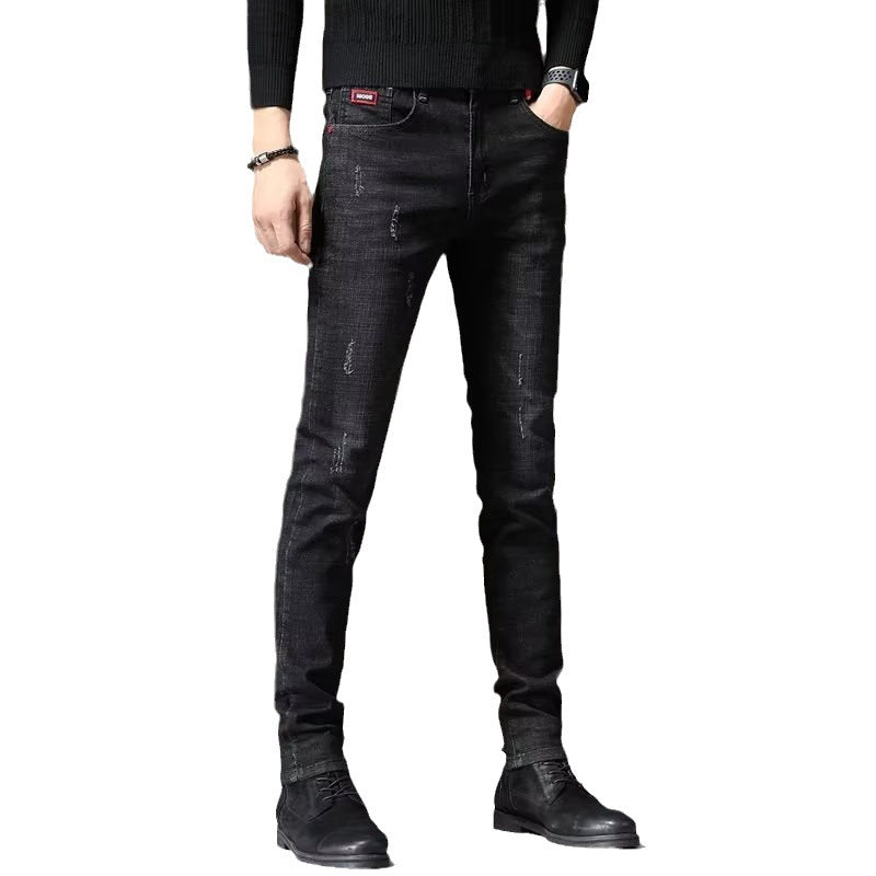 Herren Skinny Jeans mit modischen Abrieb-Effekten und elastischem Baumwollmix Aliams