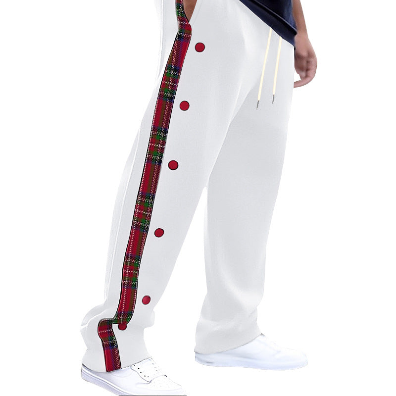 Herren Sportliche Freizeithose mit Knopfleisten und Karomuster Aliams