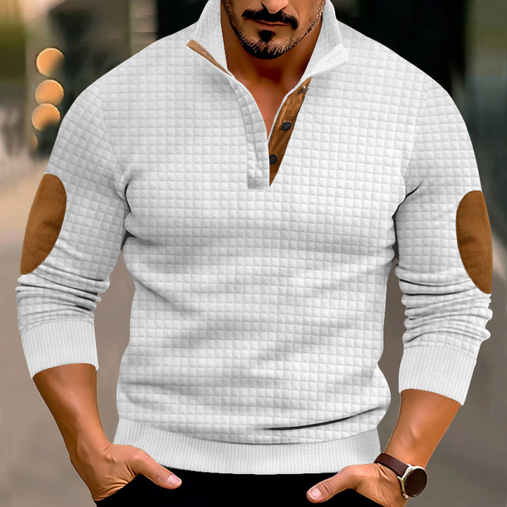 Herren Pullover mit Stehkragen und kontrastierenden Lederdetails Aliams