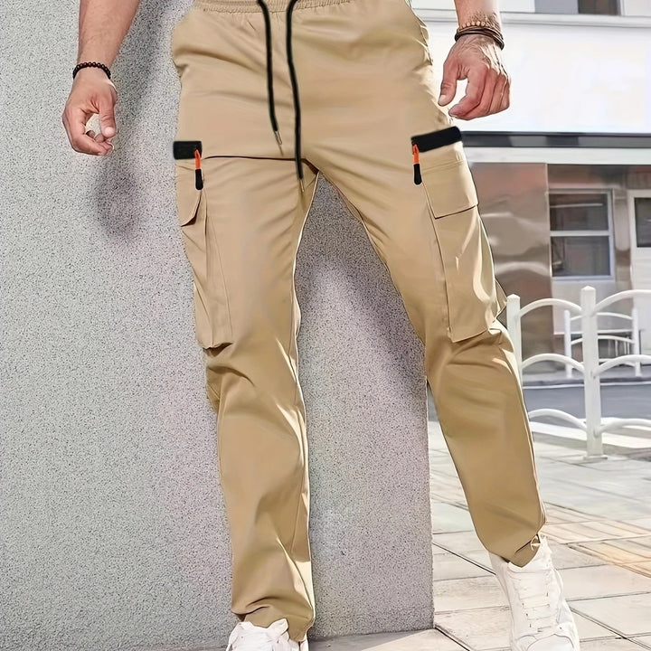 Herren funktionale Cargo-Hose mit verstellbaren Taschen und elastischem Bund Aliams
