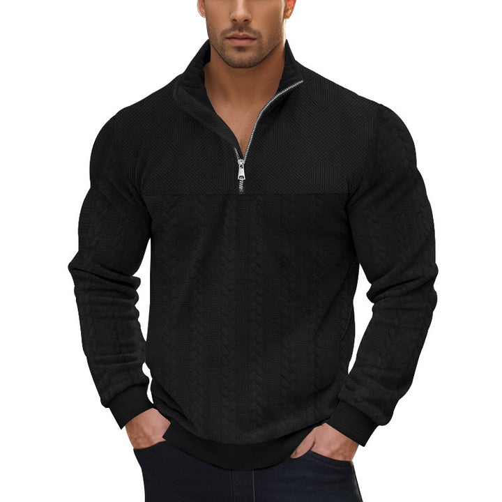 Herren Strickpullover mit modernem Reißverschluss und strukturiertem Design Aliams