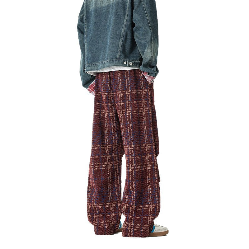 Herren Karierte Relaxed-Fit Hose mit verstellbarem Bund Aliams