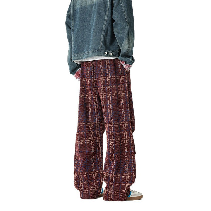 Herren Karierte Relaxed-Fit Hose mit verstellbarem Bund Aliams