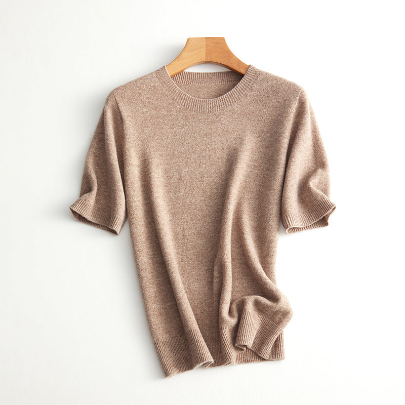 Damen Kurzarm Cashmere-Mix Pullover Aliams