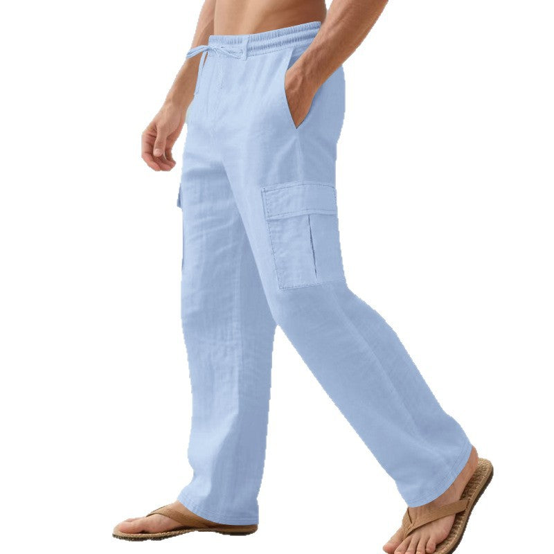 Herren komfortable Strand-Cargo-Hosen mit elastischem Bund und praktischen Taschen Aliams