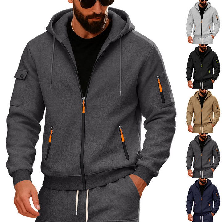 Herren sportlicher Kapuzenpullover mit modischen Schnellverschlüssen und praktischen Taschen Aliams