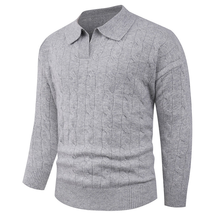 Herren eleganter Strickpullover mit modernem Zopfmuster Aliams