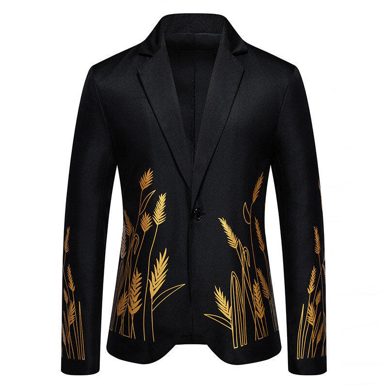 Herren eleganter Blazer mit floralen Stickereien Aliams