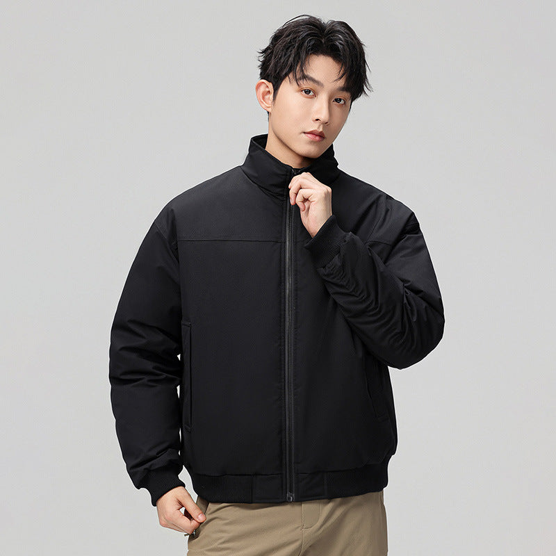 Herren stylische Bomberjacke mit hohem Kragen und seitlichen Taschen Aliams