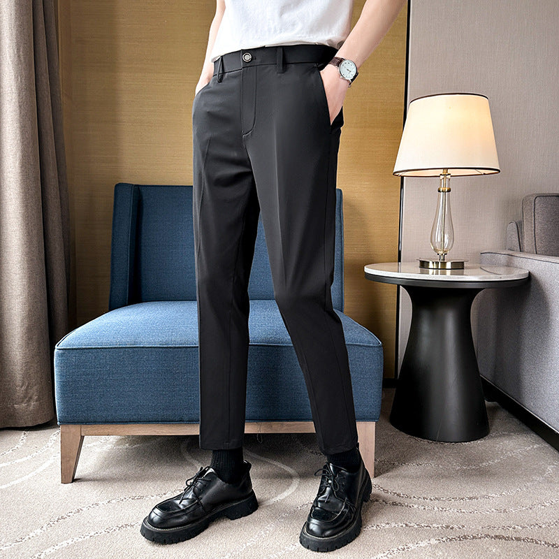 Herren elegante Slim-Fit Hose mit hohem Bund und praktischen Taschen Aliams