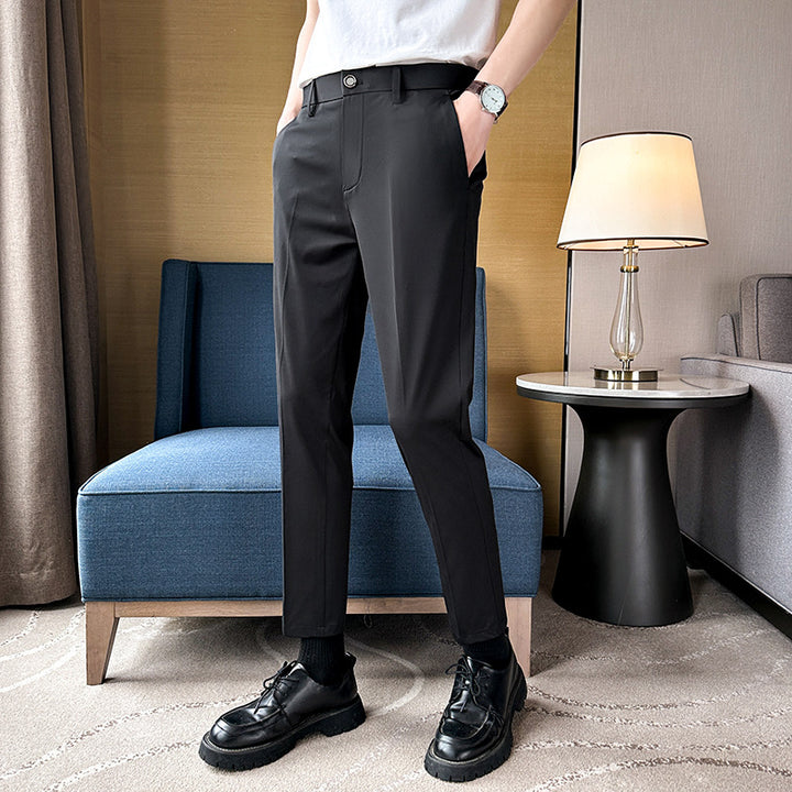 Herren elegante Slim-Fit Hose mit hohem Bund und praktischen Taschen Aliams
