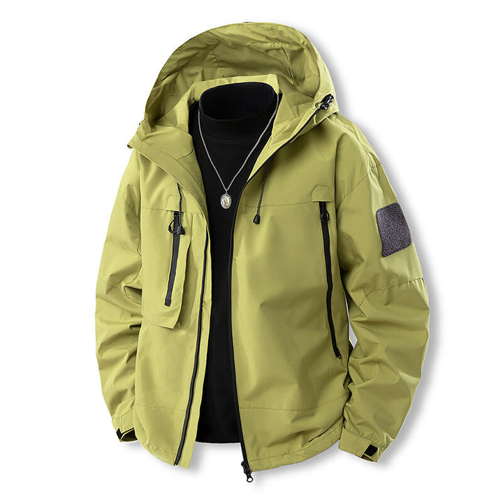 Herren wasserfeste Multifunktionsjacke mit Kapuze und praktischen Taschen Aliams