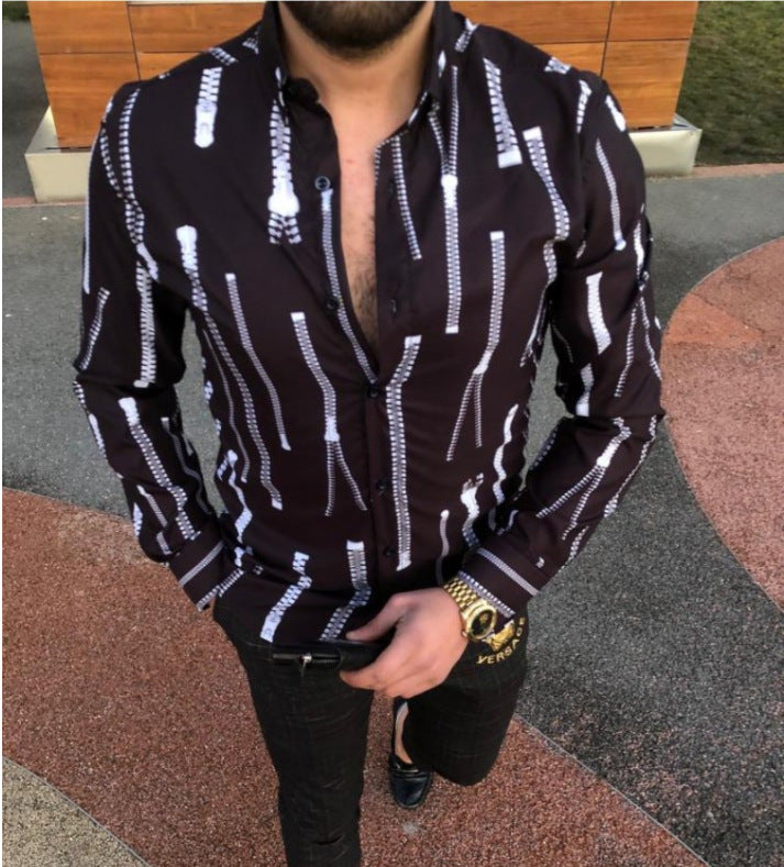 Herren Hemd mit modernem geometrischem Muster und tailliertem Schnitt Aliams