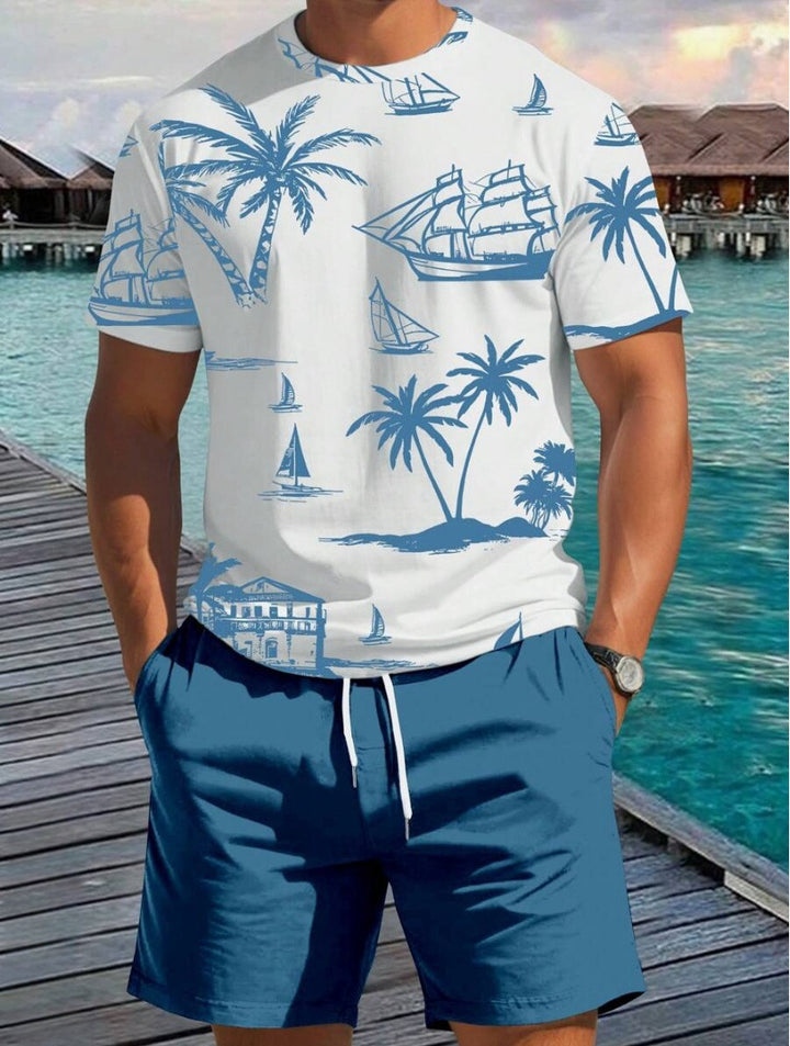 Herren Kurzarm-Shirt mit maritimem Motiv und entspannter Passform Aliams