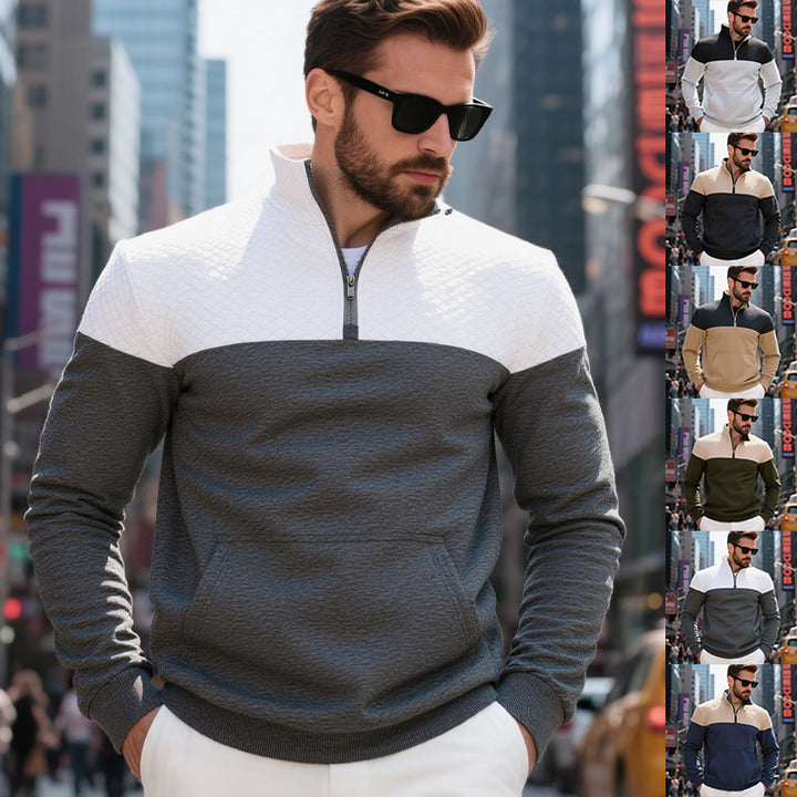 Herren Freizeit Pullover mit Stehkragen und Reißverschluss Aliams