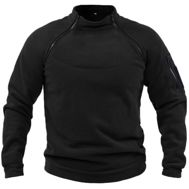 Herren Fleece-Pullover mit Reißverschluss und Taschen Aliams