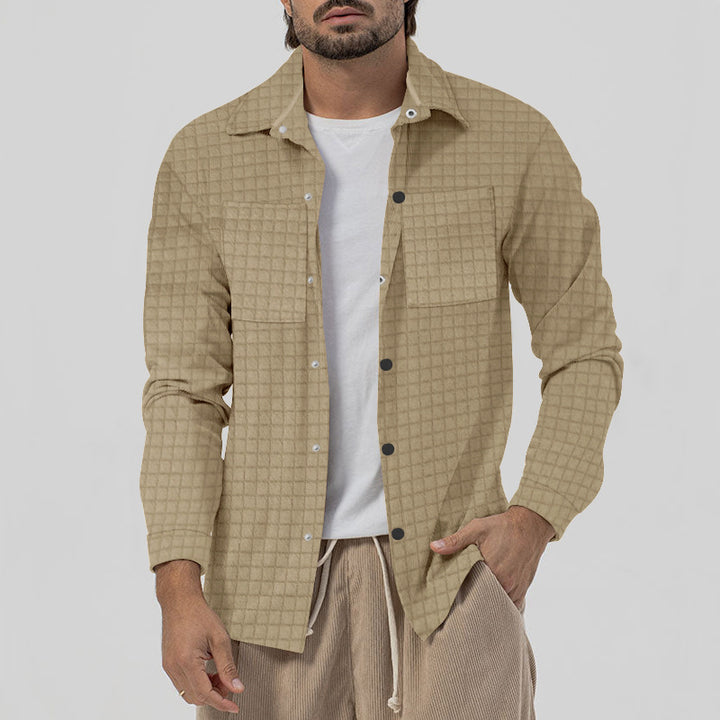 Herren lässiges Karo-Hemd mit zwei Brusttaschen und modernem Schnitt Aliams