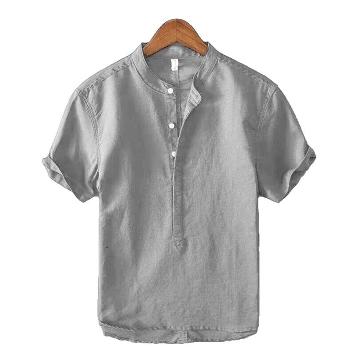 Herren Kurzarm-Hemd mit Stehkragen Aliams